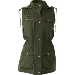 Ladies Heritage Sleeveless Utility Jacket Olive Front